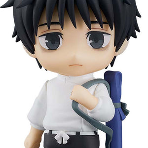 Yuta Okkotsu Nendoroid #1766 in his standard standing pose holding the blue sword case strap, isolated against a white background.