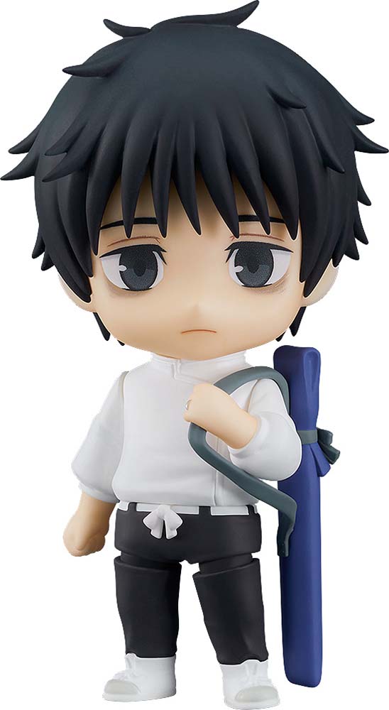 Yuta Okkotsu Nendoroid #1766 in his standard standing pose holding the blue sword case strap, isolated against a white background.