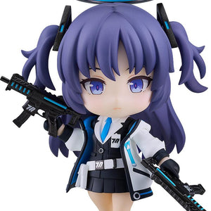 Front view of the Yuuka Hayase Nendoroid from Blue Archive wielding dual submachine guns and wearing her student council uniform.
