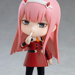 Zero Two Nendoroid figure using the sidelong glance face plate and lollipop accessory.
