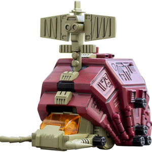 Front view of the Kotobukiya Zoids D-Style Gustav Moonbay Special model kit showing orange canopy and radar antenna