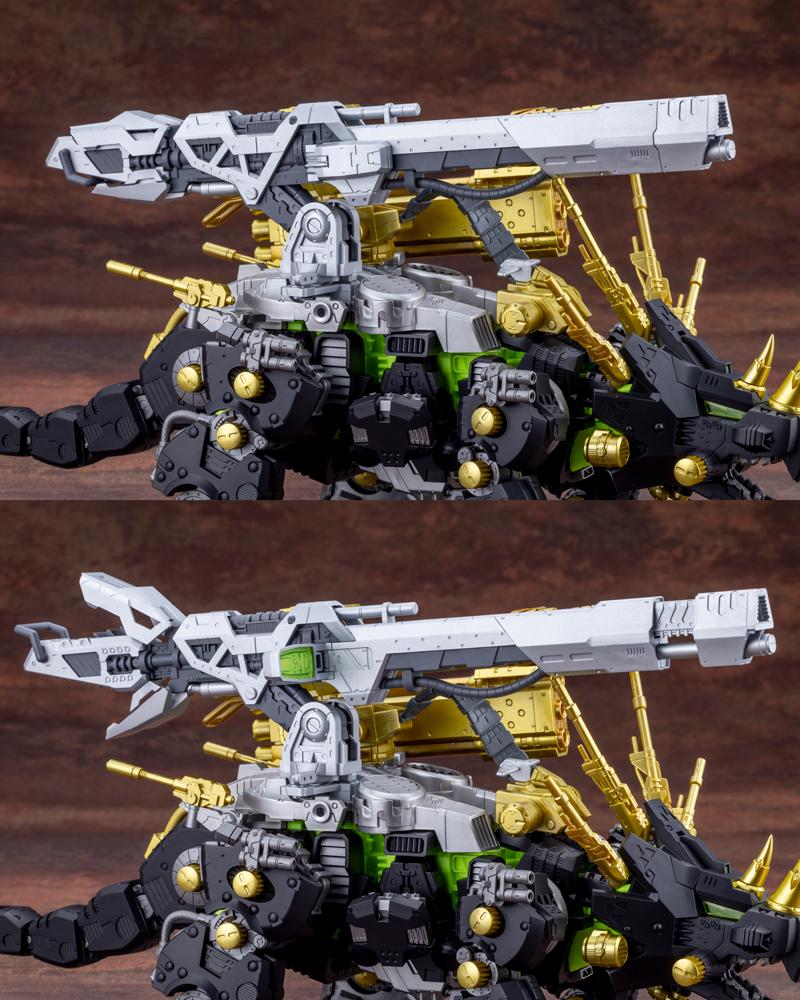 Detail view of the custom beam launcher articulation and deployment mechanism on the Dark Horn Harry Special model kit.