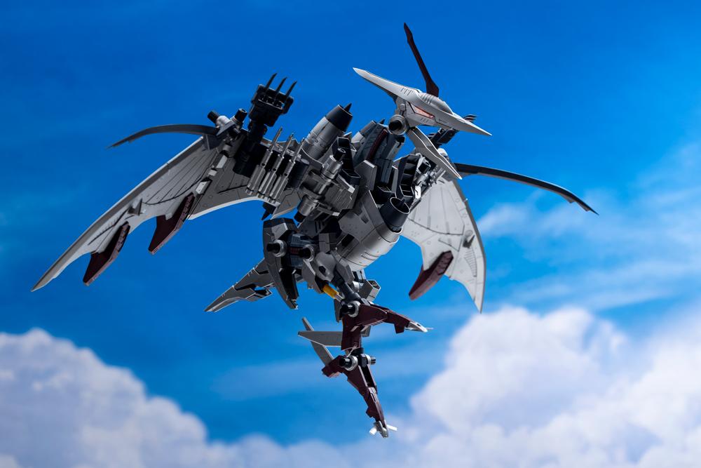 Cinematic shot of the Storm Sworder Ala Barone Special flying against a realistic blue sky and clouds.