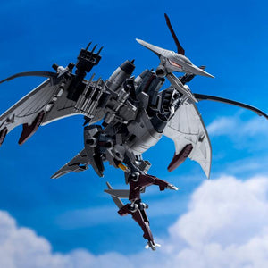 Cinematic shot of the Storm Sworder Ala Barone Special flying against a realistic blue sky and clouds.